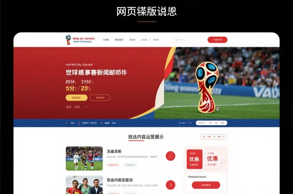 世界杯新闻邮件排版示意：比分、战术、花絮与优惠模块分层呈现